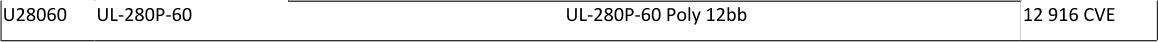 U28060 UL-280P-60 UL-280P-60 Poly 12bb 12 916 CVE