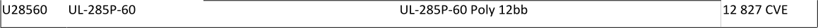 U28560 UL-285P-60 UL-285P-60 Poly 12bb 12 827 CVE