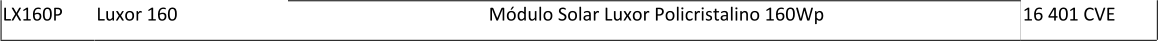 LX160P Luxor 160 Mdulo Solar Luxor Policristalino 160Wp 16 401 CVE