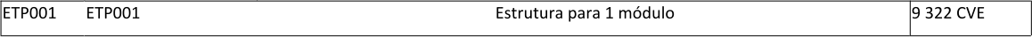 ETP001 ETP001 Estrutura para 1 mdulo 9 322 CVE