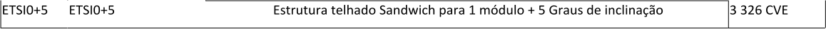 ETSI0+5 ETSI0+5 Estrutura telhado Sandwich para 1 mdulo + 5 Graus de inclinao 3 326 CVE